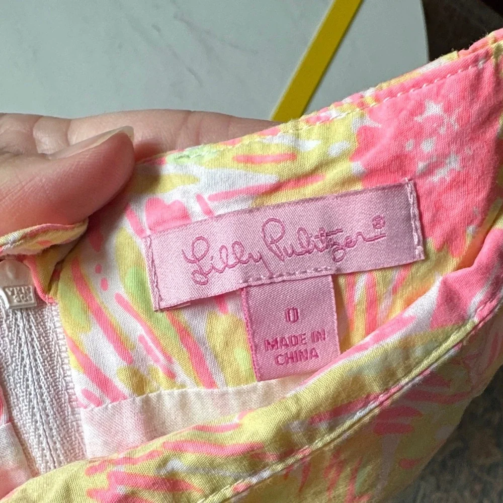 Lilly Pulitzer Pink and Yellow Floral Skirt with White Lace - Picture 12 of 12
